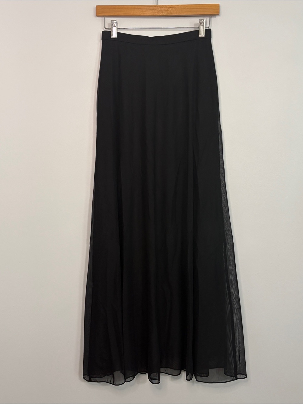 VTG 90s Tadashi Black Sheer Mesh Layered Maxi Skirt Whimsigoth USA Made 4